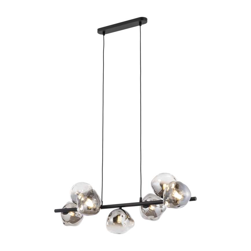 Brilagi - Hanglamp met kabelophanging VULCANO 7xG9/8W/230V zwart/gerookt glas