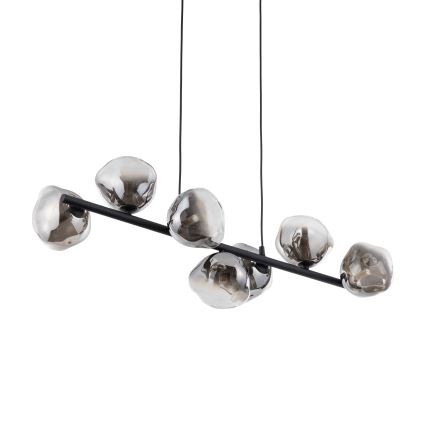 Brilagi - Hanglamp met kabelophanging VULCANO 7xG9/8W/230V zwart/gerookt glas