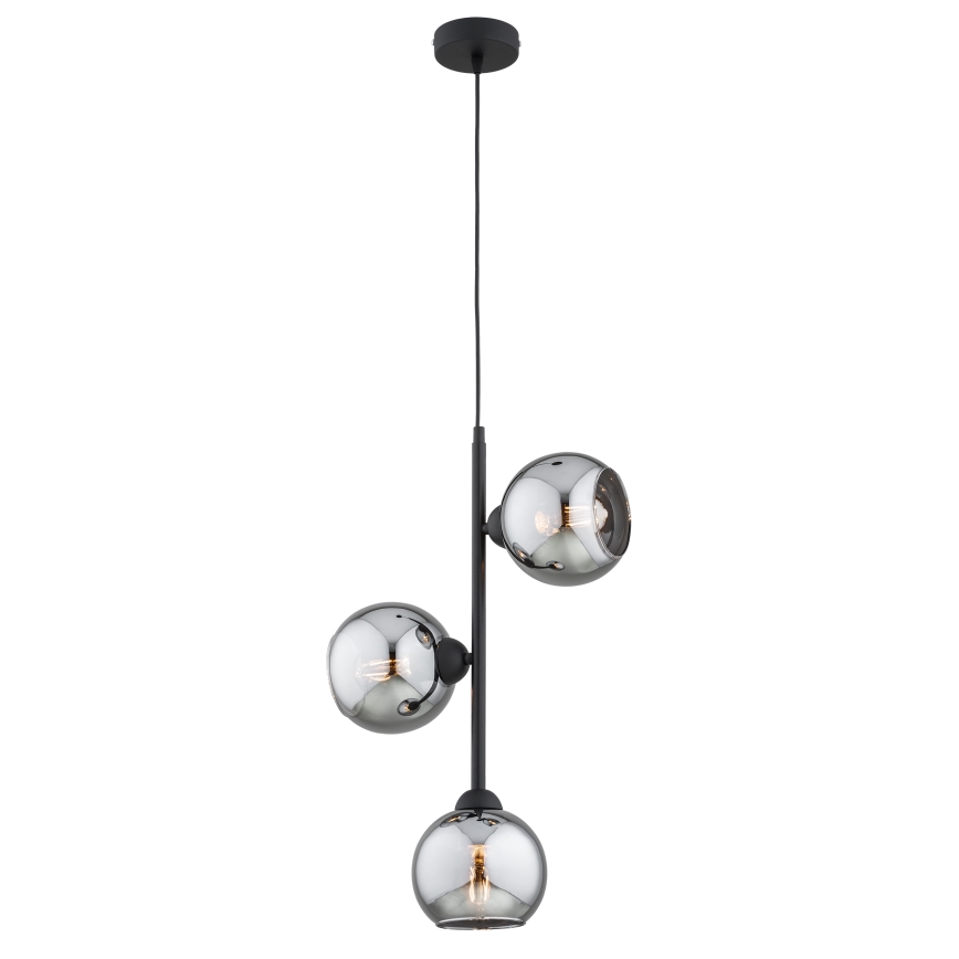 Brilagi - Hanglamp met snoer 3xE27/60W/230V zwart/rookgrijs
