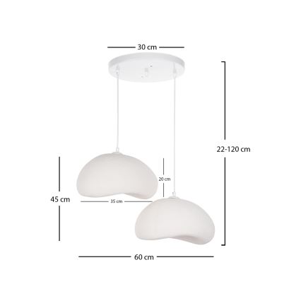 Brilagi - Hanglamp met snoer WABI SABI 2xE27/40W/230V Ø 60 cm wit