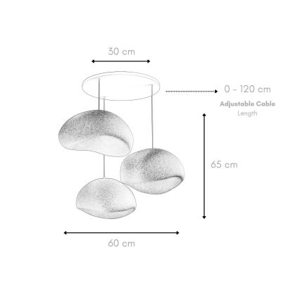 Brilagi - Hanglamp met snoer WABI SABI 3xE27/40W/230V Ø 60 cm wit
