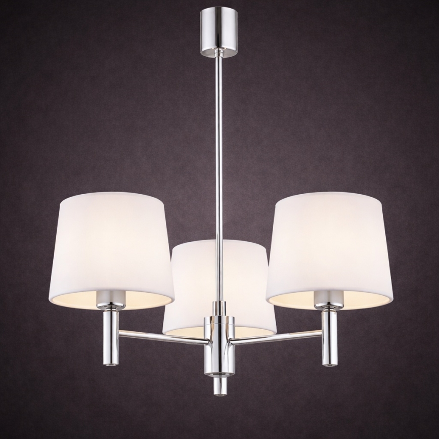 Brilagi - Hanglamp met stang MONTE 3xE27/15W/230V crème/glanzend chroom