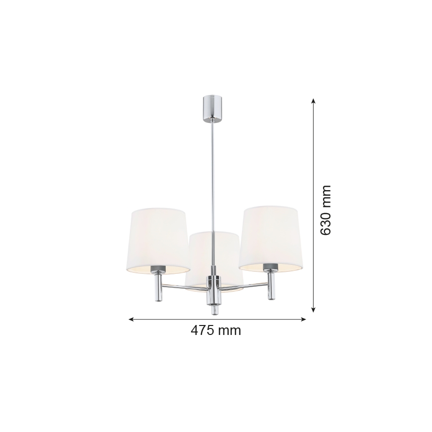 Brilagi - Hanglamp met stang MONTE 3xE27/15W/230V crème/glanzend chroom