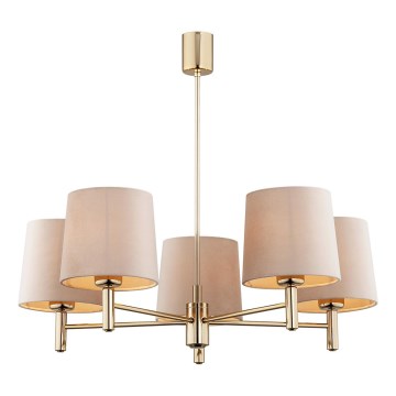 Brilagi - Hanglamp met stang MONTE 5xE27/15W/230V beige/goud