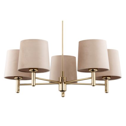 Brilagi - Hanglamp met stang MONTE 5xE27/15W/230V beige/goud