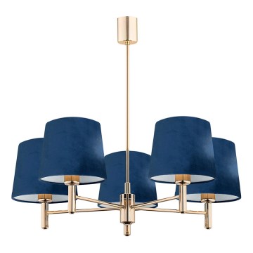Brilagi - Hanglamp met stang MONTE 5xE27/15W/230V blauw/goud