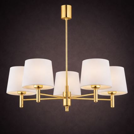 Brilagi - Hanglamp met stang MONTE 5xE27/15W/230V crème/goud