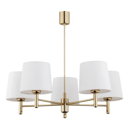 Brilagi - Hanglamp met stang MONTE 5xE27/15W/230V crème/goud