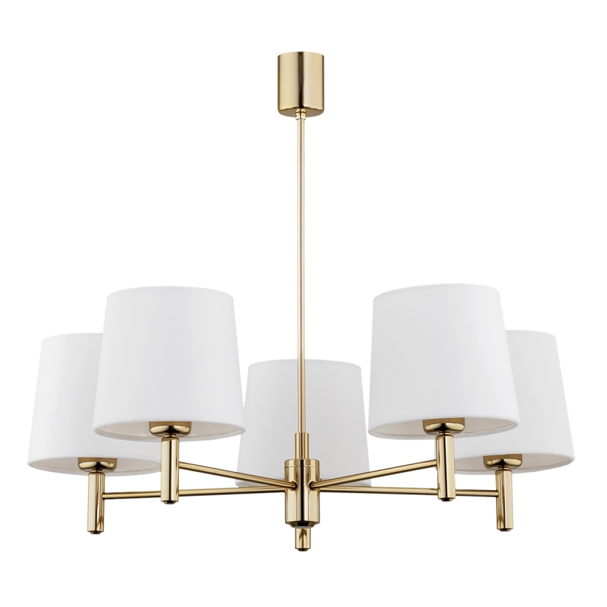 Brilagi - Hanglamp met stang MONTE 5xE27/15W/230V crème/goud