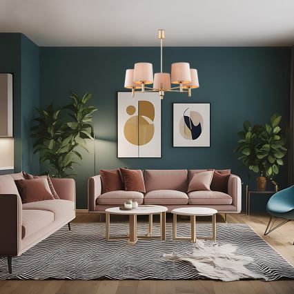 Brilagi - Hanglamp met stang MONTE 5xE27/60W/230V beige/goud