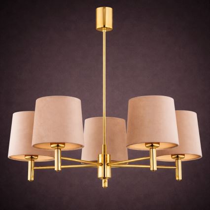 Brilagi - Hanglamp met stang MONTE 5xE27/60W/230V beige/goud