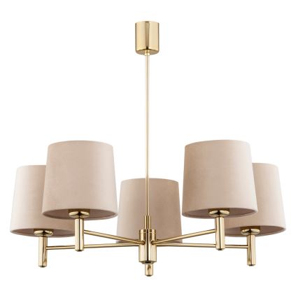 Brilagi - Hanglamp met stang MONTE 5xE27/60W/230V beige/goud