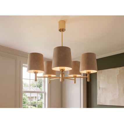 Brilagi - Hanglamp met stang MONTE 5xE27/60W/230V beige/goud