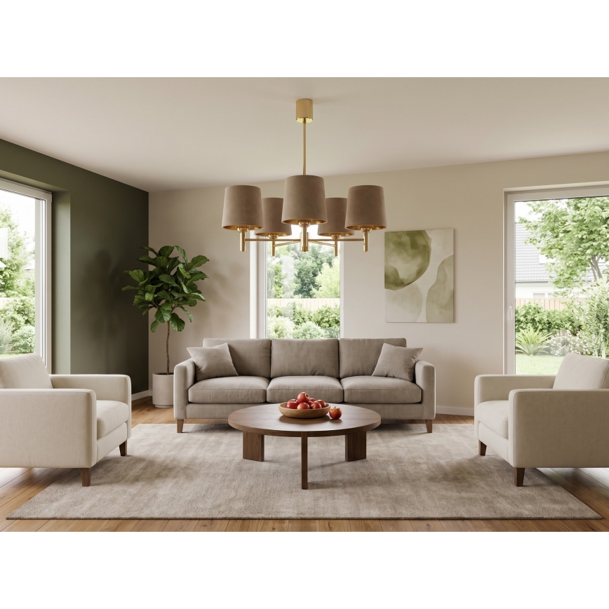 Brilagi - Hanglamp met stang MONTE 5xE27/60W/230V beige/goud