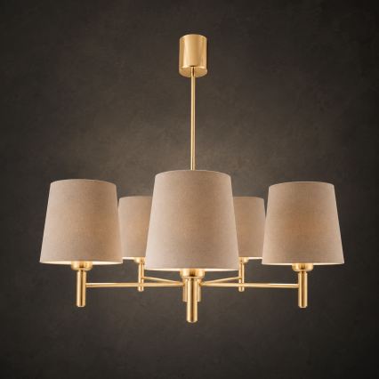 BRILAGI - Hanglamp met stang MONTE 5xE27/60W/230V beige/goud
