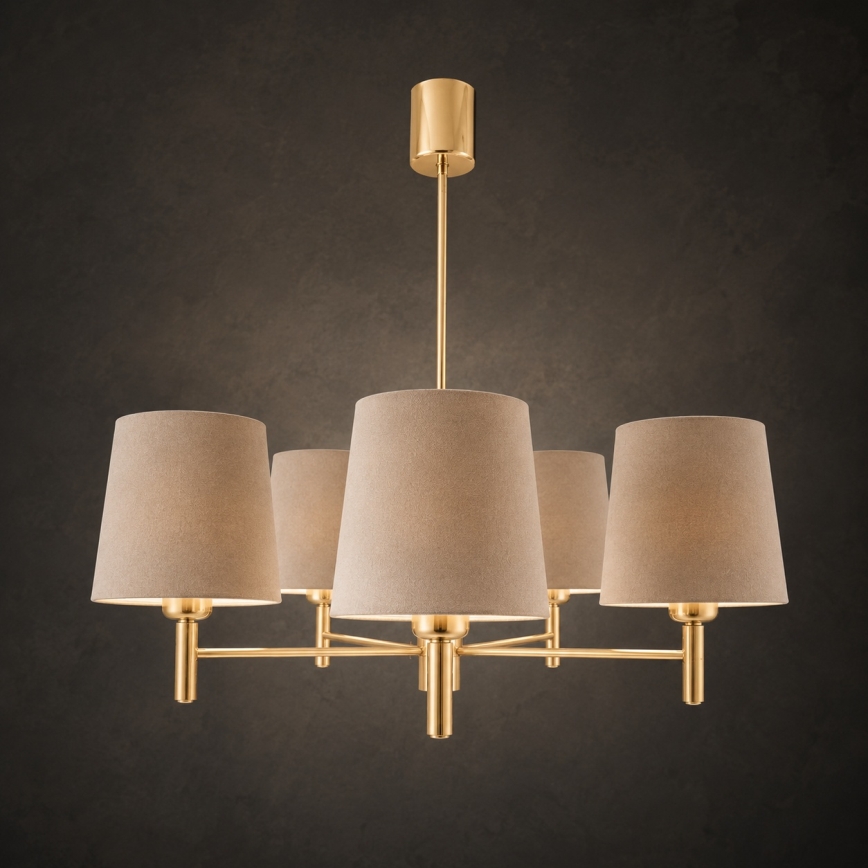 BRILAGI - Hanglamp met stang MONTE 5xE27/60W/230V beige/goud