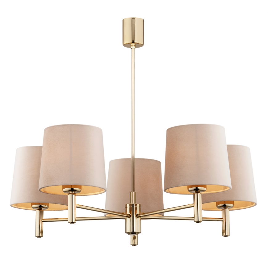BRILAGI - Hanglamp met stang MONTE 5xE27/60W/230V beige/goud
