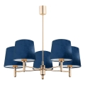 Brilagi - Hanglamp met stang MONTE 5xE27/60W/230V blauw/goud