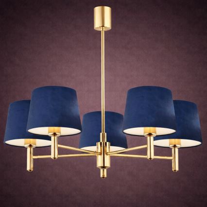 Brilagi - Hanglamp met stang MONTE 5xE27/60W/230V blauw/goud