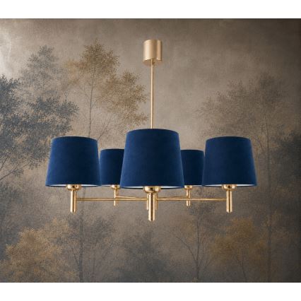 Brilagi - Hanglamp met stang MONTE 5xE27/60W/230V blauw/goud