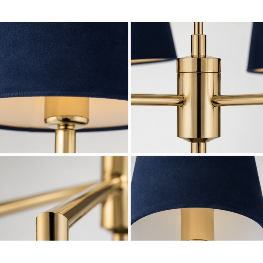 Brilagi - Hanglamp met stang MONTE 5xE27/60W/230V blauw/goud