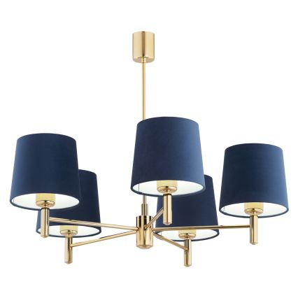 BRILAGI - Hanglamp met stang MONTE 5xE27/60W/230V blauw/goud