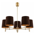 Brilagi - Hanglamp met stang MONTE 5xE27/60W/230V bruin/goud