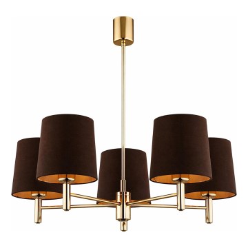Brilagi - Hanglamp met stang MONTE 5xE27/60W/230V bruin/goud
