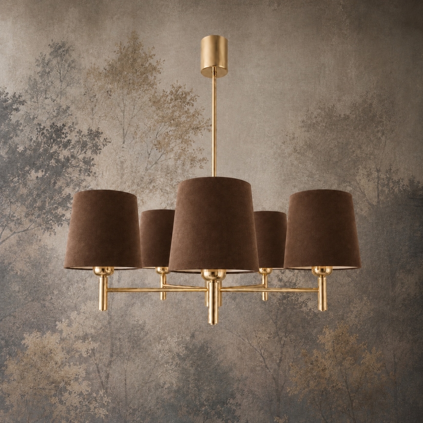 Brilagi - Hanglamp met stang MONTE 5xE27/60W/230V bruin/goud