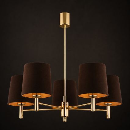 Brilagi - Hanglamp met stang MONTE 5xE27/60W/230V bruin/goud