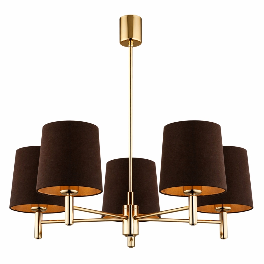 Brilagi - Hanglamp met stang MONTE 5xE27/60W/230V bruin/goud