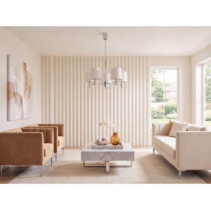 Brilagi - Hanglamp met stang MONTE 5xE27/60W/230V crème/glanzend chroom