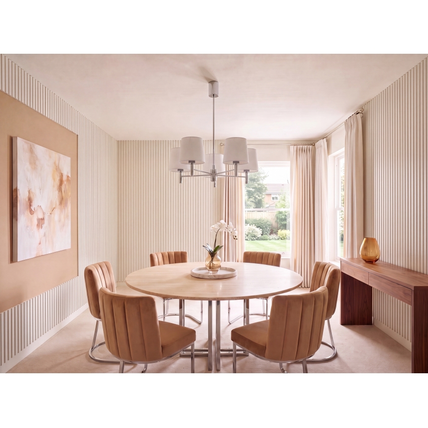 Brilagi - Hanglamp met stang MONTE 5xE27/60W/230V crème/glanzend chroom