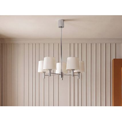 Brilagi - Hanglamp met stang MONTE 5xE27/60W/230V crème/glanzend chroom