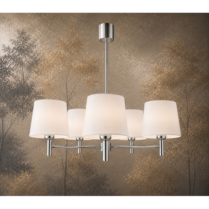 Brilagi - Hanglamp met stang MONTE 5xE27/60W/230V crème/glanzend chroom