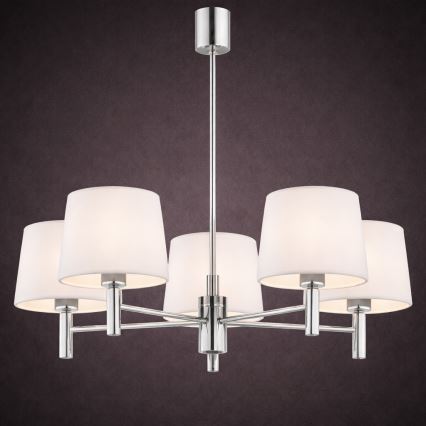 Brilagi - Hanglamp met stang MONTE 5xE27/60W/230V crème/glanzend chroom