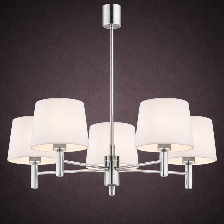 Brilagi - Hanglamp met stang MONTE 5xE27/60W/230V crème/glanzend chroom