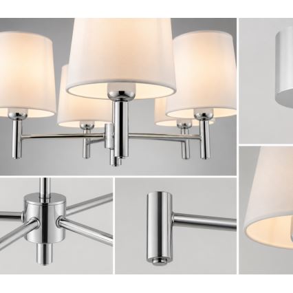 Brilagi - Hanglamp met stang MONTE 5xE27/60W/230V crème/glanzend chroom