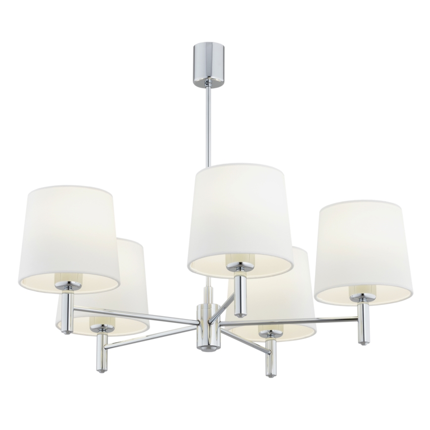 Brilagi - Hanglamp met stang MONTE 5xE27/60W/230V crème/glanzend chroom