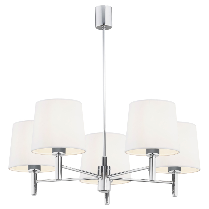 Brilagi - Hanglamp met stang MONTE 5xE27/60W/230V crème/glanzend chroom