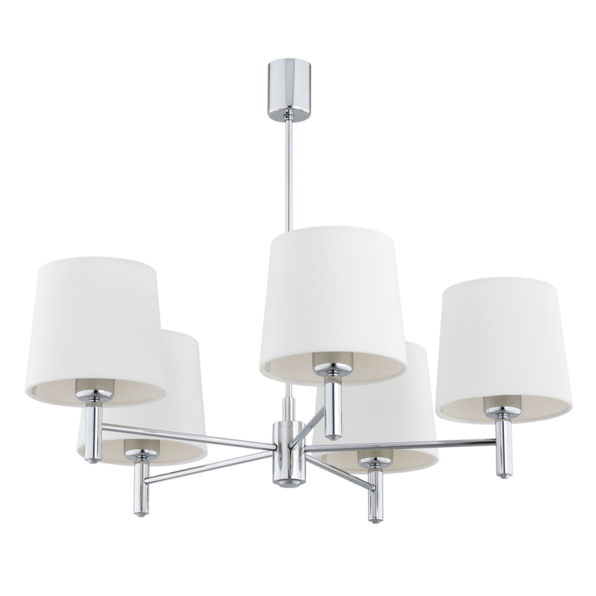 Brilagi - Hanglamp met stang MONTE 5xE27/60W/230V crème/glanzend chroom