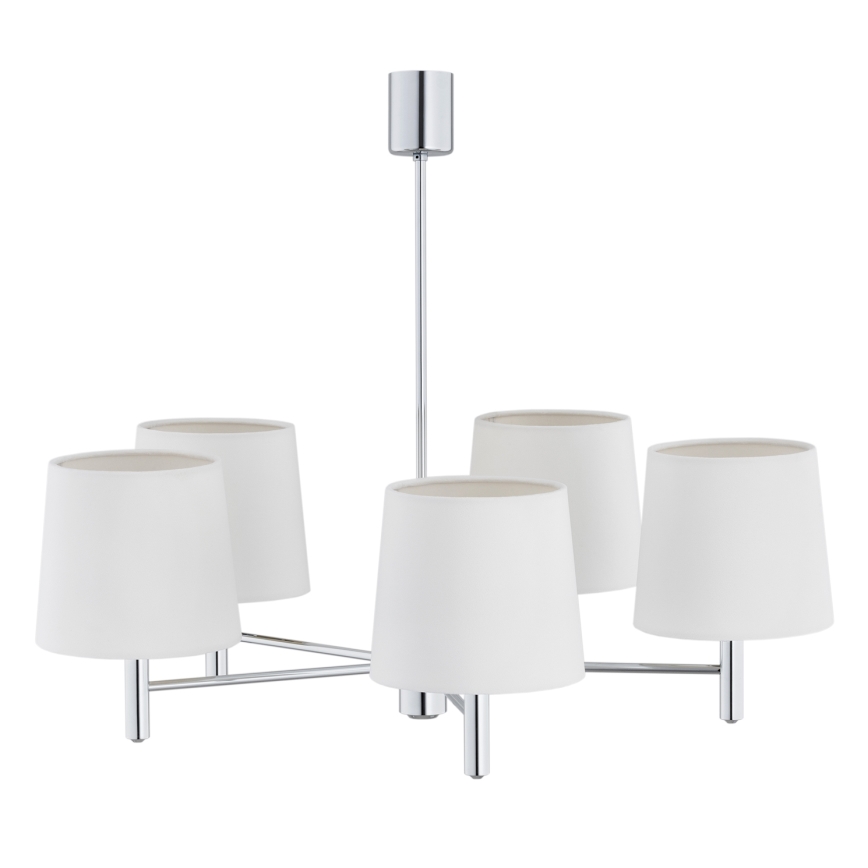 Brilagi - Hanglamp met stang MONTE 5xE27/60W/230V crème/glanzend chroom