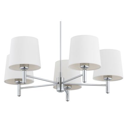 Brilagi - Hanglamp met stang MONTE 5xE27/60W/230V crème/glanzend chroom