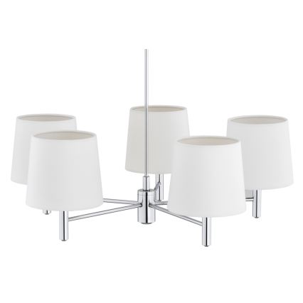Brilagi - Hanglamp met stang MONTE 5xE27/60W/230V crème/glanzend chroom