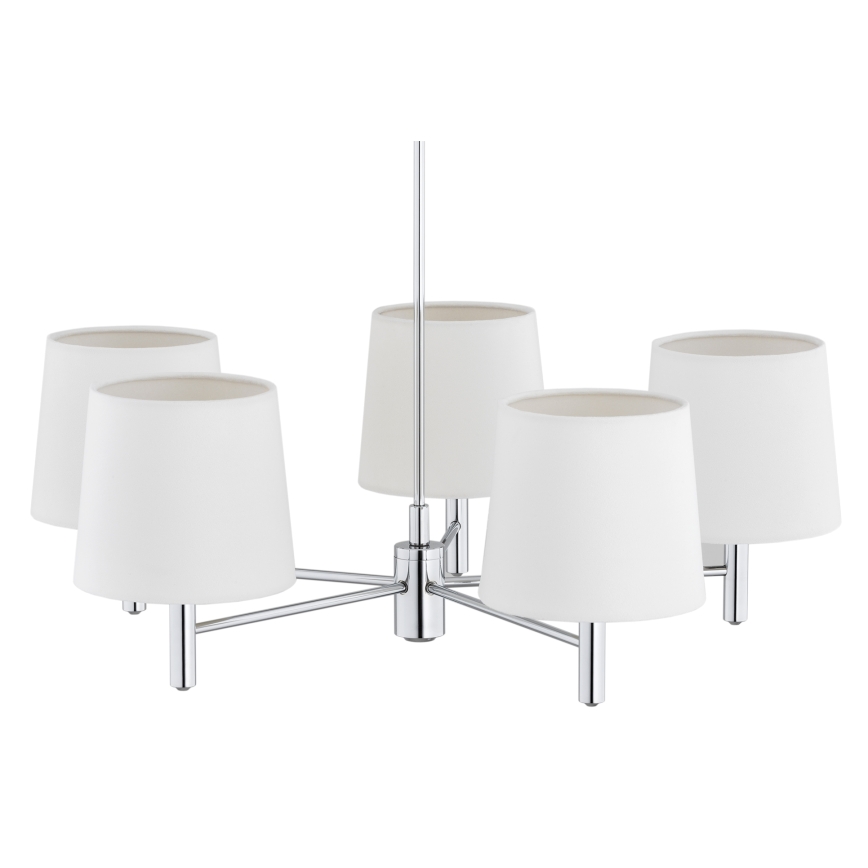 Brilagi - Hanglamp met stang MONTE 5xE27/60W/230V crème/glanzend chroom