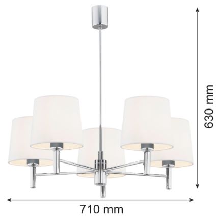 Brilagi - Hanglamp met stang MONTE 5xE27/60W/230V crème/glanzend chroom