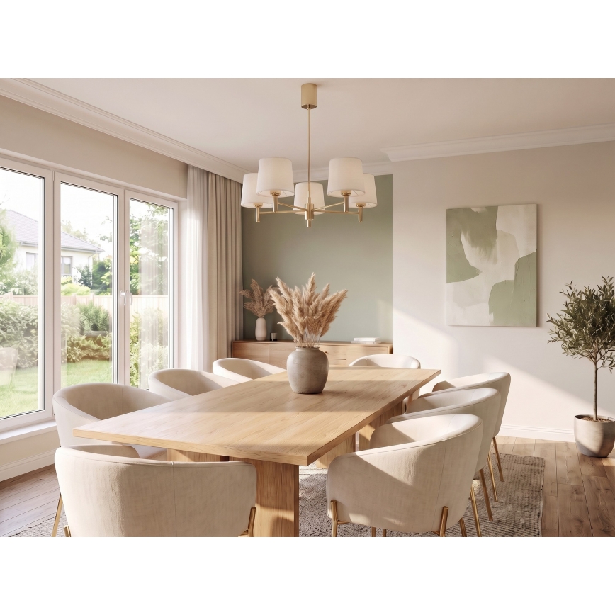 Brilagi - Hanglamp met stang MONTE 5xE27/60W/230V crème/goud
