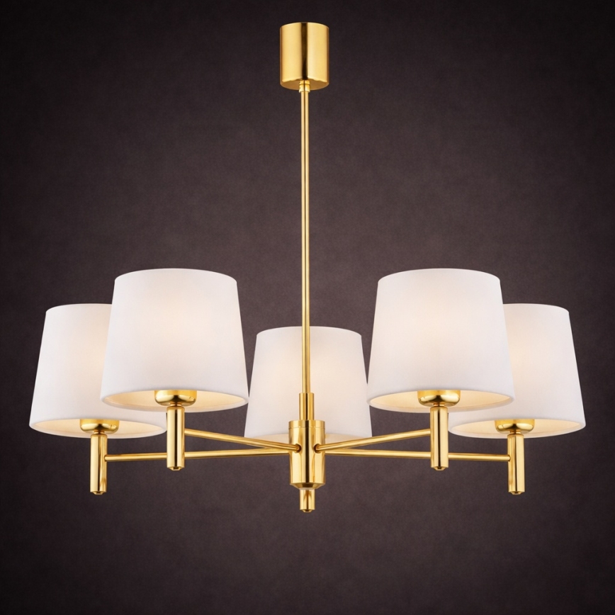 Brilagi - Hanglamp met stang MONTE 5xE27/60W/230V crème/goud
