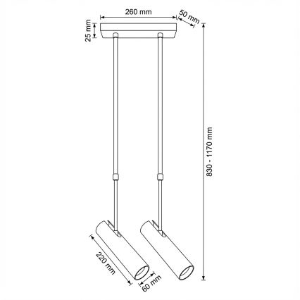 Brilagi - Hanglamp met stang SELE 2xGU10/30W/230V beige