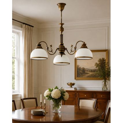 Brilagi - Hanglamp met stang TAURUS 3xE27/15W/230V Ø 70 cm brons